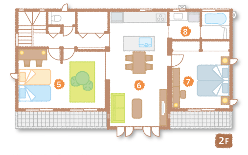 二世帯住宅完全分離型の間取り⑧場所を工夫し玄関を1つにまとめた2階建て【セキスイハイム】