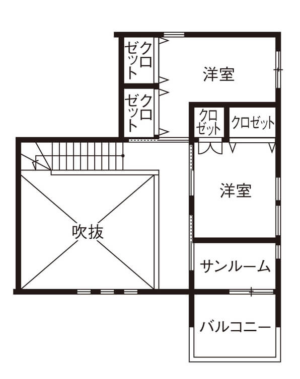 家事動線を考えた間取り【40坪】③随所に楽カジの工夫を備えたサンルーム付きの2階建て