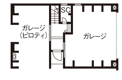 ビルトインガレージのある3階建ての間取り④2箇所のガレージで3台分の駐車スペースを確保