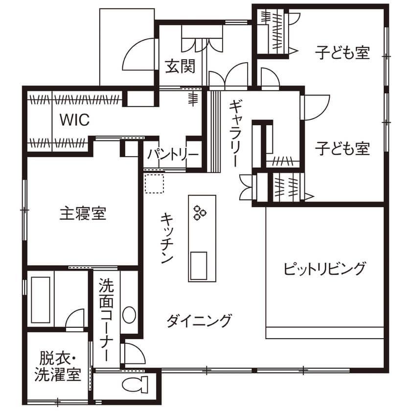 積水ハウスの平屋間取り事例①／生活動線にこだわりぬいた平屋・ピットリビングにこだわり